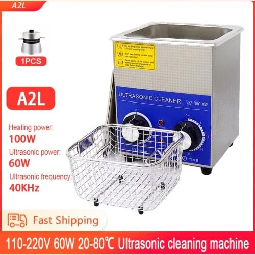 Portable 2L Ultrasonic Cleaner 60W Cleaning Machine for Bath Jewelry Glasses Dental Ultrasound Washer Adjustable Temperature