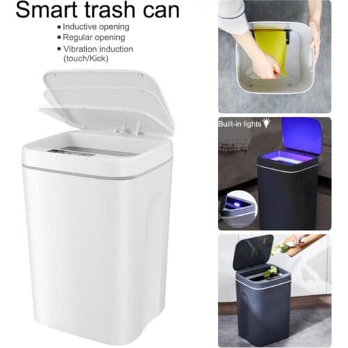 White Chargeable Home Smart Trash Household Intelligent Trash Contactless Induction Waste Bin Kitchen Bathroom Dustbin
