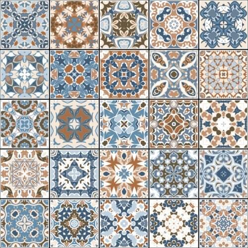 Retro Vintage Tiles Stickers Bathroom Kitchen Washable Waterproof PVC Wall Stickers Home Decor Art Wall Decals 20x100cm