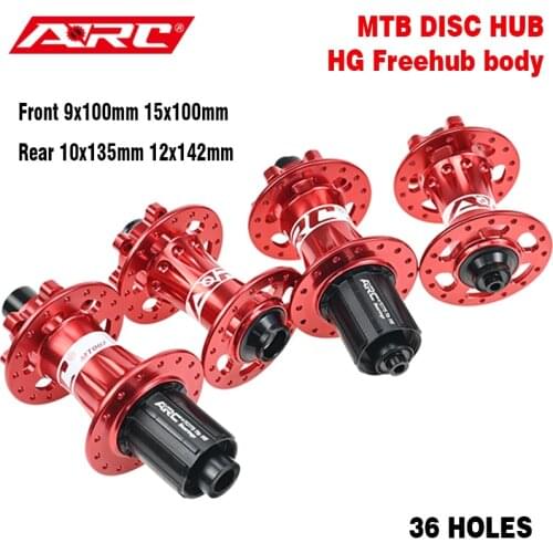 ARC 36 Holes Bearing Hub Disc MTB QR /Thru axle Mountain Bike Hub Red / Blue / Black Ultralight Bike Bicycle Hub 8 9 10 11 Speed