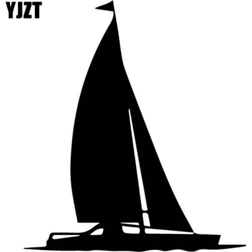 YJZT 13CM*14.7CM Cute Simple Ship Small Boat Artistic Conception Sail Vinly Decal Decor Car Sticker Black/Silver C27-0507