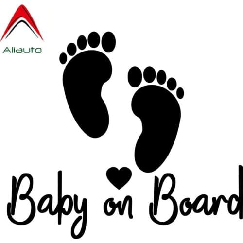 Aliauto Funny Warning Car Sticker Baby on Board Foot Print Sign Vinyl Waterproof Sunscreen Anti-UV Decal Black/Silver,12cm*11cm