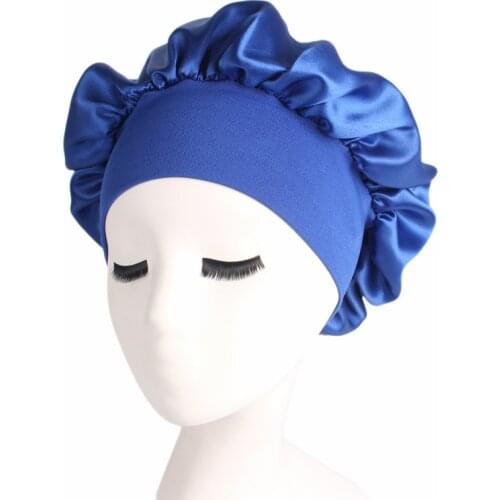 Womens Satin Solid Wide-brimmed Sleeping Hat Night Sleep Cap Hair Care Bonnet Nightcap For Women Men Unisex Cap bonnet de nuit