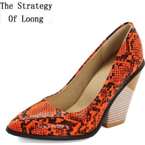 Spring Autumn Wild Plus Size 43 44 Women Super High Heels Snakeskin Pointed Toe Pumps Ladies Slip-On Fashion Shoes 20200305