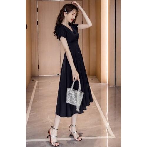 2021 Summer New High waist Short sleeve V-neck dress Women Sexy Temperament midi dress Fashion Vacation Dresses woman dress