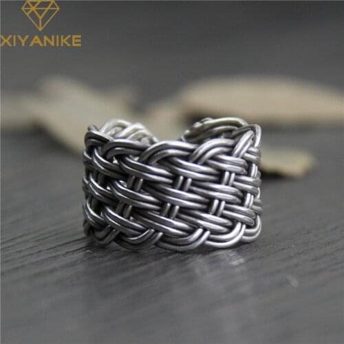 XIYANIKE 925 Sterling Silver Weave Ring Women Fashion Retro Distressed Personality Classic Thai Silver Jewelry Accessories Party
