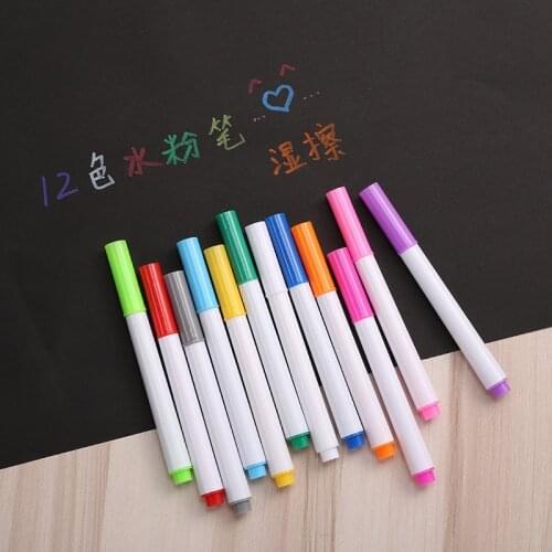 12 Pcs Non dust Chalk Water-soluble Liquid Chalk Erasable Chalk Drawing Pen for Black Board Whiteboard Glass Tiles