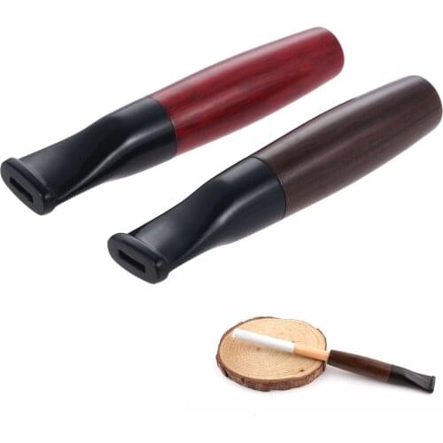 1 Pcs Ebony Pipes Filter Wood Smoking Pipes Herb Tobacco Pipe Cigar Grinder Smoke Mouthpiece Cigarette Holder Men Gifts