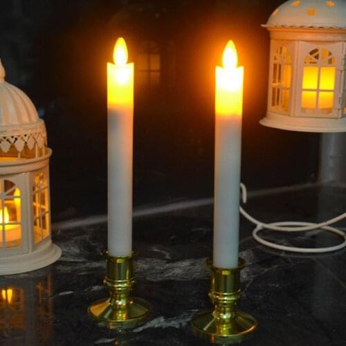 2pcs Plastic Gold Plated Candle Base Holder Pillar Candlestick Stand For Electronic Candles Tapers Christmas Party Decor