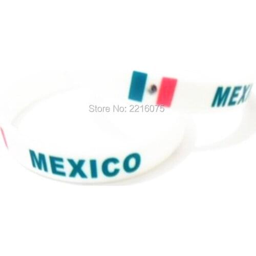 300pcs WHITE Flag Mexico wristband silicone bracelets free shipping by DHL express