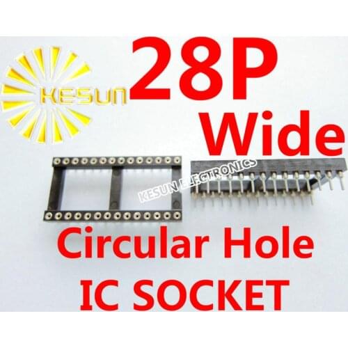 34PCS 28P (2x14 Pins) 0.6" Wide Circular hole IC Socket