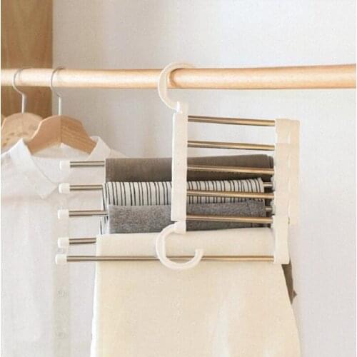 Multi-Functional 5 In 1 Wardrobe Hanger Multi-functional Clothes Hangers Pants Stainless SteelWardrobe Clothing Hangers