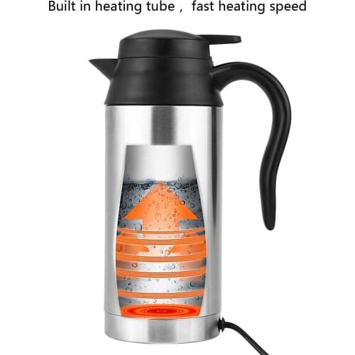 750ml 12V Car Stainless Steel Cigarette Lighter Heating Kettle Mug Electric Travel Thermoses
