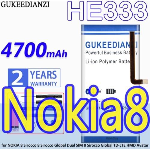 Battery HE333 4700mAh for NOKIA 8 Sirocco 8 Sirocco Global Dual SIM 8 Sirocco Global TD-LTE HMD Avatar NOKIA8 SIM8 Sirocco8