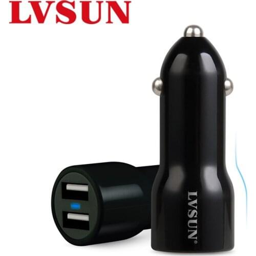 LVSUN Mini USB AUTO Charger Adapter Dual 2 Port USB Car Chager for iPad/ iPod/ iPhone 4 4s 5 5s Samsung NOTE 2 3 4 S3 LS-CR10