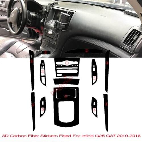 Car-Styling New 3D Carbon Fiber Car Interior Center Console Color Change Molding Sticker Decals For Infiniti G25/G37 2010-2017