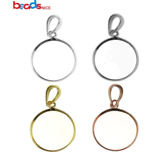 Beadsnice 27610smt17 Bezel Cup Tray With Drop Hoop Sterling Silver 925 Blank Bezel Settings Jewelry Supplies