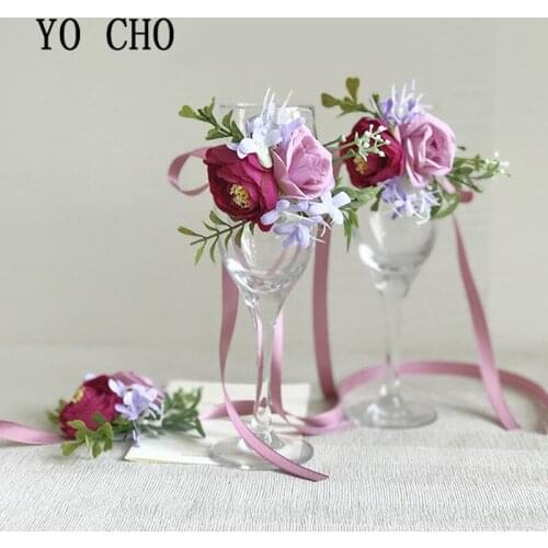 YO CHO Bride Groom Wedding Dedicated Groomsman Wrist Corsage Bracelet Quinceanera Graduation Prom Festival Celebrate Party