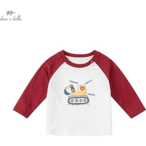 DBW19062 dave bella autumn baby boys casual cartoon patchwork T-shirt children tops kids boy fashion tees