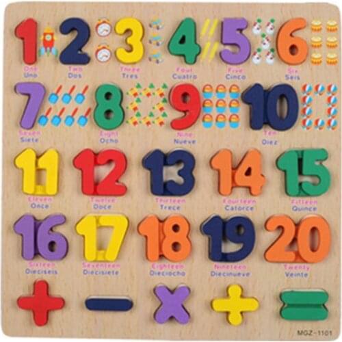 Wooden Colorful 3D Alphabet Number Puzzles Board Early Educational Kids Toy