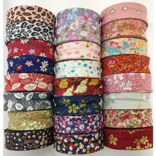 25mm(1") width floral printing ironed single fold cotton bias tape/ bias binding for table cloth garment quilt craft sewing