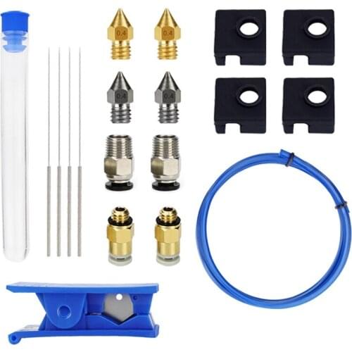 3D Printer Cleaning Tool MK8 Brass Stainless Steel Nozzle PTFE Pipe Cutter Pneumatic Connector for Ender 3/3 Pro/5 CR-10