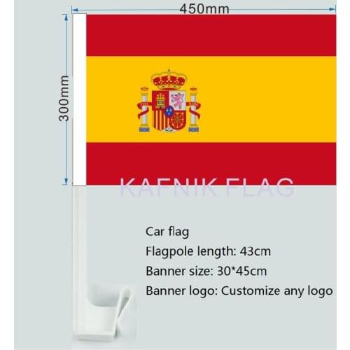 KAFNIK,30X45C Spanish flag Spanish car window flag pole car decoration Free Shipping