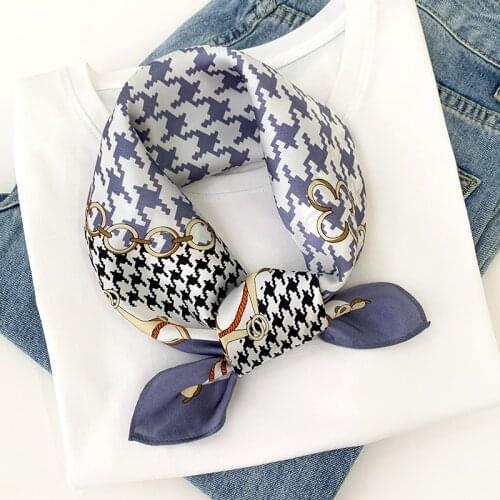 KOI LEAPING New fashion 100% silk hair scarf for ladies houndstoot printing scarf headscarf Variety professional shawl