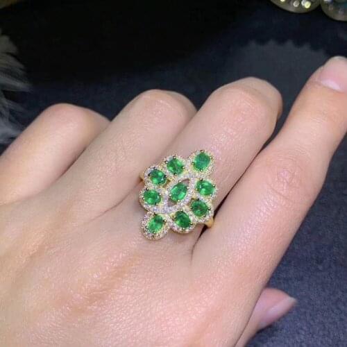 Emerald ring Real And Natural emerald ring 925 sterling silver Fine jewelry Gem For man or Wowen