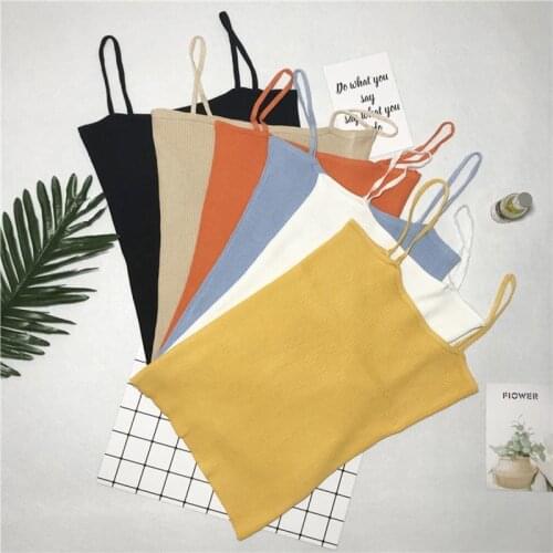 HELIAR Sexy Crop Tops Women Solid Straps Stretchy Tops Women Sexy Camis Casual Crop Tops For Women Crop Tops