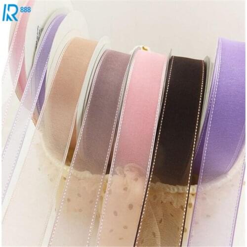 40mm/4cm wide Transparent dotted line yarn ribbons DIY bowknot flowers accessories handmade yarn 6yards/lot webbing