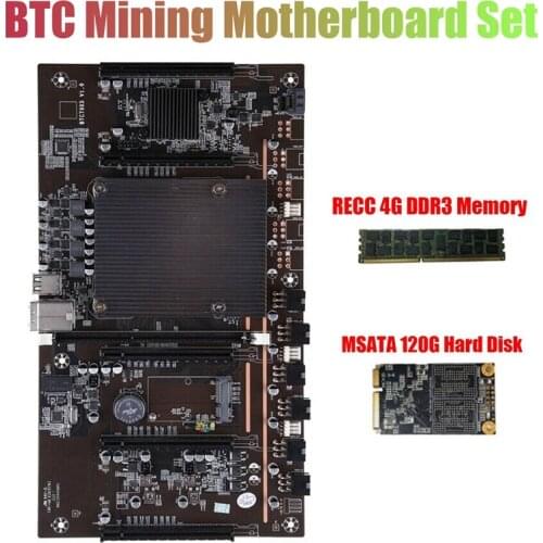 AU42 -X79 H61 BTC Mining Motherboard 5X PCI-E 8X Support 3060 3080 Graphics Card with RECC 4G DDR3 RAM and 120G SSD