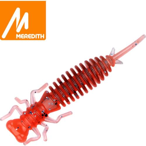MEREDITH 8pcs/Lot Larva Realistic Living Insect 1.7g 62mm Soft Bait Trout Worm Jigging Bait Soft Lures For Fishing Tackle