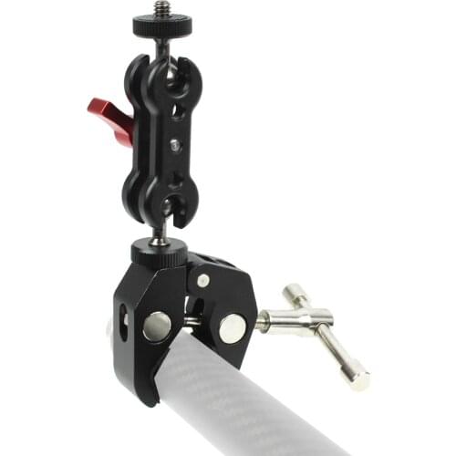 Multi-Function Dual Ball Head Hot Shoe 1/4" Tripod Magic Arm Super Clamp Adapter Articulating DSLR Camera for Monitor LED Light