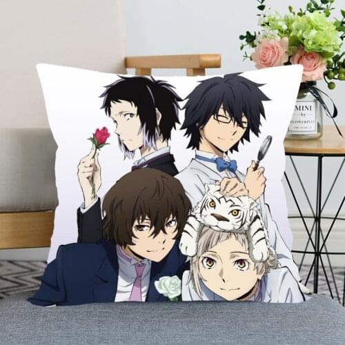 Best Sell Bungou Stray Dogs Pillow Case For Home Decorative Pillows Cover Invisible Zippered Throw PillowCases 40X40,45X45cm