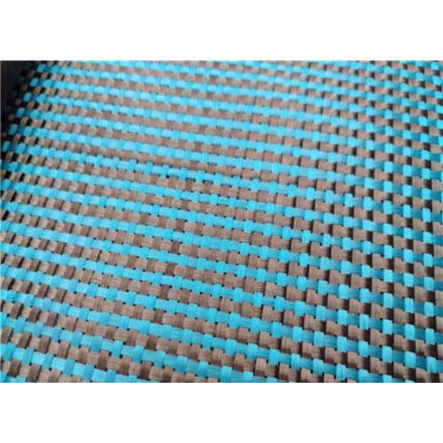 New Lake Blue Aramid Carbon Fiber Blended Fabric DIY Plain Weave Mixed Carbon Cloth