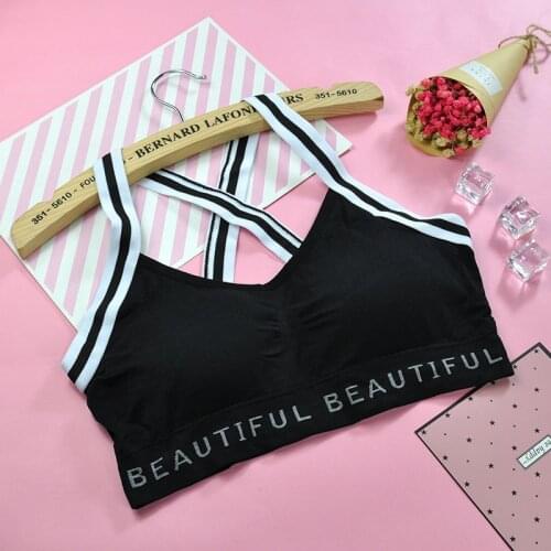 New black and white shoulder strap beautiful back letter vest all-match strapless fashion yoga sports underwear training bra