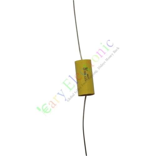 Wholesale and retail 50pc yellow long lead Axial Polyester Film Capacitor 0.68uF 630V fr audio amps free shipping