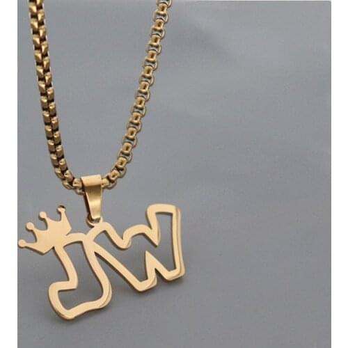 Bold Name Crown Necklace Punk Jewelry Personalized Name Pendant Necklace Women Men Hip Hop Bijoux Custom Nameplate Collier Homme