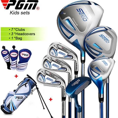 PGM Golf Club Sets for 120-165cm Height Boy Kids Junior Golf Club Child Learning Iron Carbon Rod Putter Headcover Bracket Bag