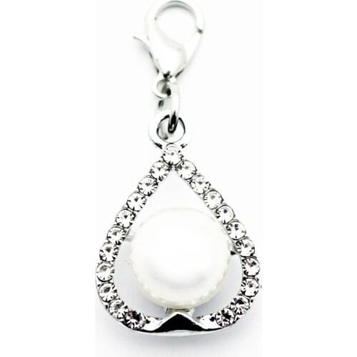 20pcs/lot Crystal pearl Dangle Charms Lobster Clasp Hanging Charm For Bracelet&Pendant Floating Charms Jewelry