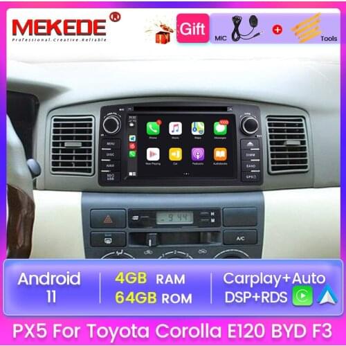 PX5 DSP RDS Android 11 4+64G Car DVD Multimedia Player for Toyota Corolla E120 BYD F3 GPS navigation Autoradio carplay Auto WIFI