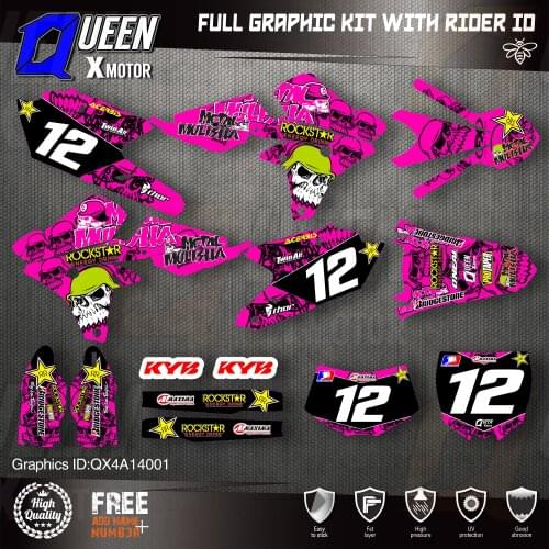 QUEEN X MOTOR Custom Team Graphics Backgrounds Decals 3M Stickers Kit For YAMAHA 14-18YZ250F 15-18YZ250FX WRF250 14-17YZ450F 001