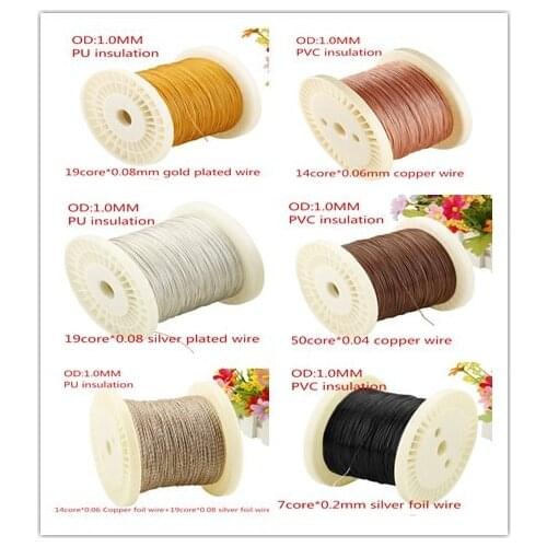 Diy earphone wire core OD:1.0MM copper/silver plated/gold plated wire 10m-100m