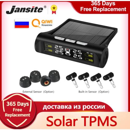 Jansite Smart Car TPMS Tyre Pressure Monitoring System Solar Power Digital LCD Display Auto Security Alarm Systems Tyre Pressure