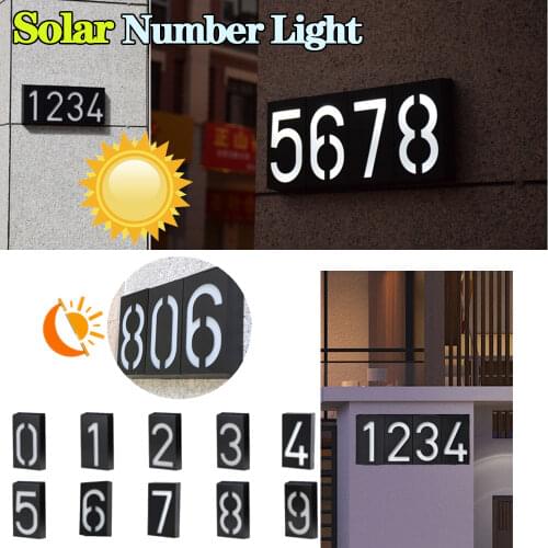 House Number Doorplate Light Wall Lamp Door Number Sign Solar Power6 LED Illumination Doorplate Lamp With Rechargeable Battery