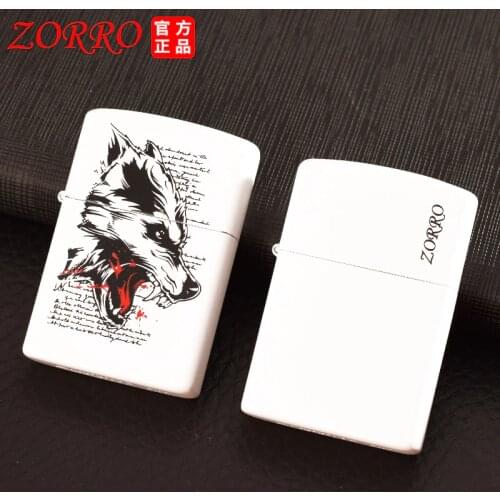 Zorro Wolf Luminous Oil Lighter Creative Personality Fluorescent Windproof Gasoline Cigarettes Accessorirs Novelty Smoking