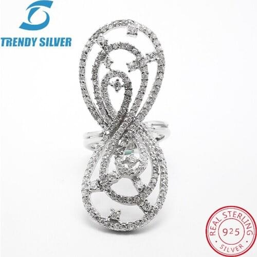 Vintage rings silver real 925 sterling jewelry for women rose gold with stone zircon solid elegant