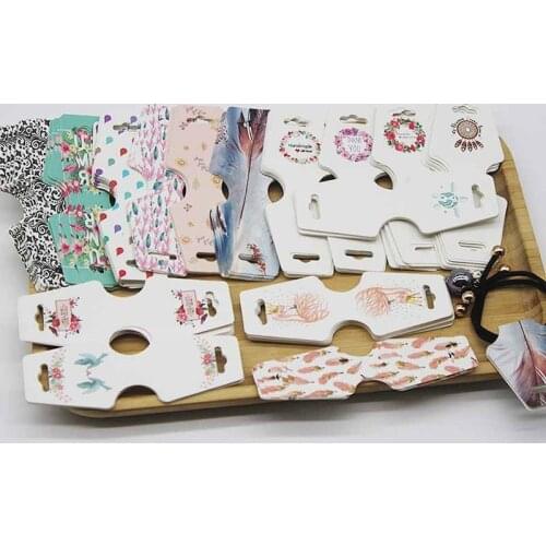 Jewelry card Necklace Bracelet Hang Tag card DIY Handmade flower pattern necklace earring holder cards 100pc+100 sticker