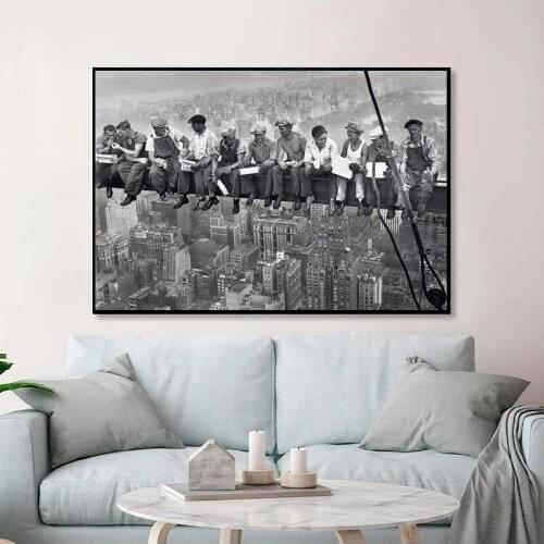 Funny Poster New York Construction Worker Lunch Canvas Painting Art Print Wall Picture for Living Room Home Decor Bedroom Decor
